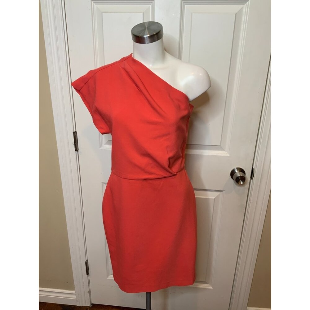 MAJE Red One Shoulder Mini Dress, Size Large (3)